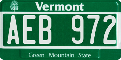 VT license plate AEB972