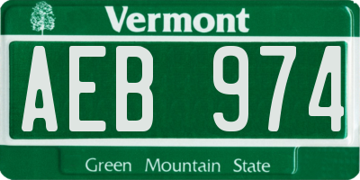 VT license plate AEB974