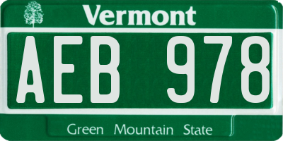 VT license plate AEB978