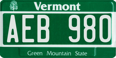 VT license plate AEB980