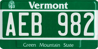 VT license plate AEB982