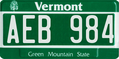 VT license plate AEB984