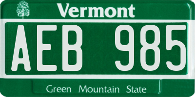 VT license plate AEB985