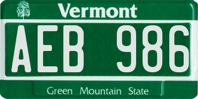 VT license plate AEB986