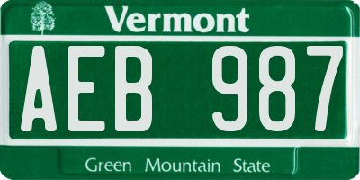 VT license plate AEB987