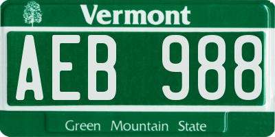 VT license plate AEB988