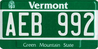 VT license plate AEB992