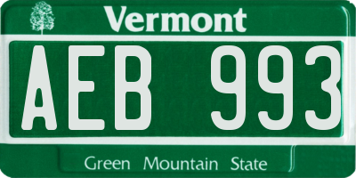 VT license plate AEB993