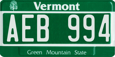 VT license plate AEB994
