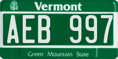 VT license plate AEB997