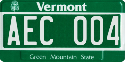 VT license plate AEC004