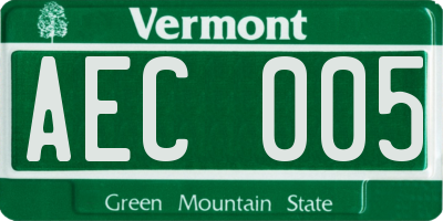VT license plate AEC005