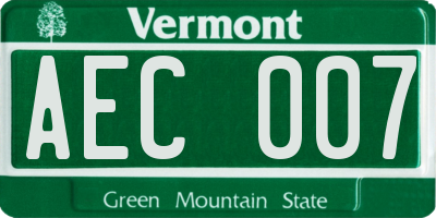 VT license plate AEC007
