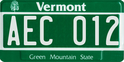 VT license plate AEC012
