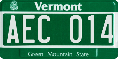 VT license plate AEC014