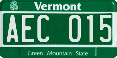 VT license plate AEC015