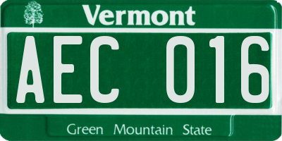 VT license plate AEC016
