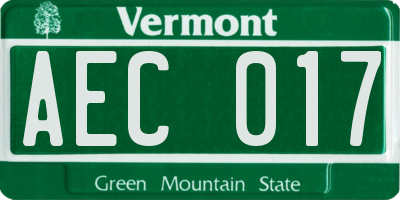 VT license plate AEC017