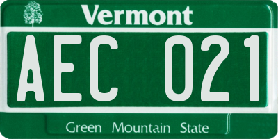 VT license plate AEC021