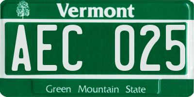 VT license plate AEC025