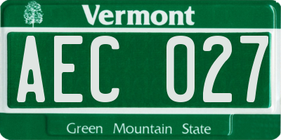VT license plate AEC027