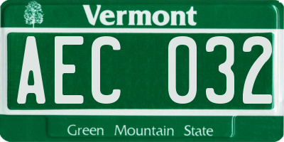 VT license plate AEC032