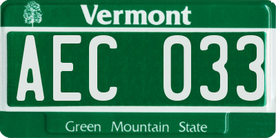 VT license plate AEC033