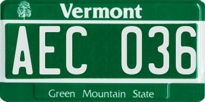 VT license plate AEC036