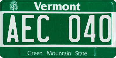 VT license plate AEC040