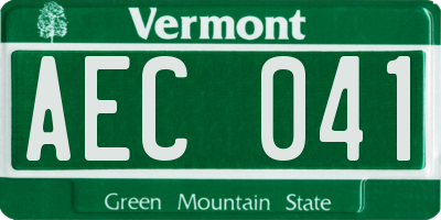 VT license plate AEC041