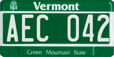 VT license plate AEC042