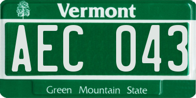 VT license plate AEC043