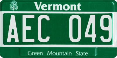 VT license plate AEC049
