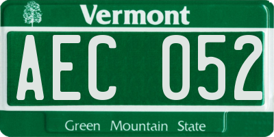 VT license plate AEC052