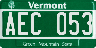 VT license plate AEC053