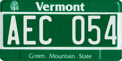 VT license plate AEC054