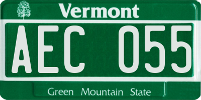 VT license plate AEC055