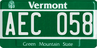VT license plate AEC058