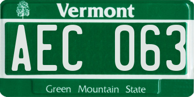 VT license plate AEC063