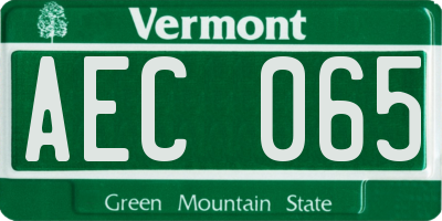 VT license plate AEC065