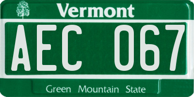 VT license plate AEC067