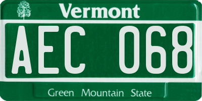 VT license plate AEC068