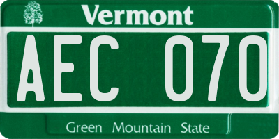 VT license plate AEC070