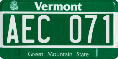 VT license plate AEC071