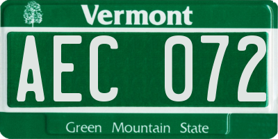 VT license plate AEC072