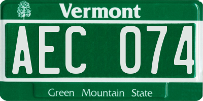 VT license plate AEC074