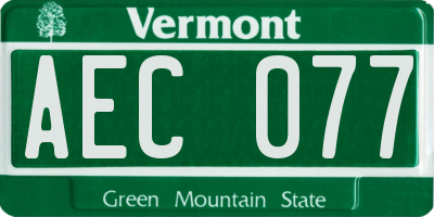 VT license plate AEC077