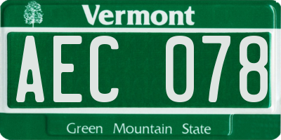 VT license plate AEC078