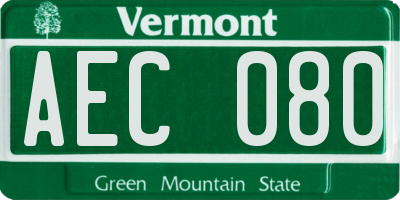 VT license plate AEC080