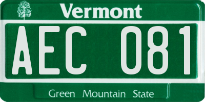 VT license plate AEC081
